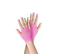 Guantes cortos de rejilla, 1 Pares Amarillo guantes de malla sin dedos de nailon perforado, guantes de fiesta de noche de ópera elásticos elegantes Retro Funky