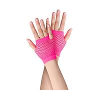 Guantes cortos de rejilla, 1 Pares Amarillo guantes de malla sin dedos de nailon perforado, guantes de fiesta de noche de ópera elásticos elegantes Retro Funky