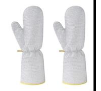 Guantes de alambre de acero para lavavajillas con puños abrasivos reforzados y elásticos extendidos para protección contra salpicaduras, para trabajos de limpieza resistentes (A)