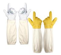 Guantes de Apicultura 2 Pares de Guantes Gruesos de Abeja Mangas Largas Piel de Cabra con Puño Elástico Traje de Apicultor para Protección de Manos contra Picaduras de Abeja Suministros de Apicultura