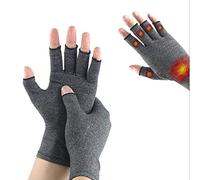 Guantes de artritis, sin dedos transpirables y humectantes guantes de compresión, para aliviar dolores en el túnel carpiano, dolores de osteoartritis reumatoide, escritura por computadora, 1 par (L)