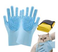Guantes de Aseo para Perros, Guante De Baño Para Gato Con Toalla, Anti-Mordedura y Eliminación de Pelo para Animales Pequeños y Gatitos, para Baño en Casa o Exterior