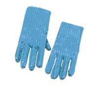 Guantes de baile para niños, guantes de espectáculo, fiesta de Navidad, baile, fiesta, dedo completo, lentejuelas brillantes, guantes brillantes para niños, guantes largos brillantes, azul, Talla
