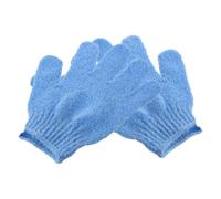 Guantes de Baño Exfoliantes 2piezas de Poliéster para Ducha Corporal | Muy Elásticos, Talla Única, Lanyard Azul, para Jabón, Gel y Sales, Uso Spa