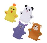 Guantes de Baño Poliéster para Niños 4 Piezas Exfoliantes | Manoplas Baño Bebe, Guantes de Ducha Exfoliante, Manoplas Ducha Infantiles, Bebe Recien Nacido