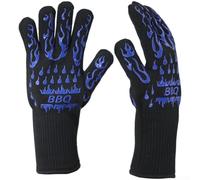 Guantes de barbacoa de 2 piezas diseñados para protección térmica de hasta 500 grados Celsius, adecuados para asar y cocinar en fogatas (azul)