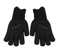 Guantes de barbacoa extremadamente resistentes al calor hasta 500 °C para asar a la parrilla y cocinar soldadura, cuero ignífugo con agarre de silicona, manga larga, protección de manos de 32 cm