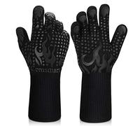 Guantes de Barbacoa, Resistentes al Calor, Guantes de Silicona Antideslizantes para Horno, Guantes Largos de Cocina para Barbacoa, cocinar, Hornear, soldar, Cortar (Negro)