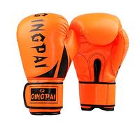 Guantes de Boxeo adecuados para Adultos, niños, Hombres y Mujeres, Boxeo, MMA, Muay Thai, Guantes de Muay Thai, Guantes de Entrenamiento con Bolsa Arena Cuero PU,Naranja,12oz