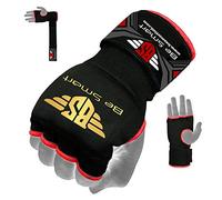 Guantes de boxeo con gel, vendas, puño acolchado vendas MMA Muay Thai, mujer hombre Infantil, negro, X-Large