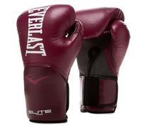 Guantes de Boxeo Everlast Elite 2 16oz, Burdeos, para Saco, Manoplas y Sparring, Cierre de Velcro, Barra Ergonómica, Espuma Dividida - Equipo Auténtico