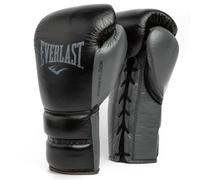 Guantes de Boxeo Everlast Powerlock 2 Pro Laced 12oz, Negros para Saco y Sparring, Soporte de Muñeca, Espuma de Cinco Capas y Sistema con Cordones - Auténtico Everlast