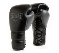 Guantes de Boxeo Everlast Powerlock 2 Pro Laced 16oz, Negros para Saco y Sparring, Soporte de Muñeca, Espuma de Cinco Capas y Sistema con Cordones - Auténtico Everlast