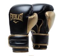 Guantes de Boxeo Everlast Powerlock 2R 10oz, Negro/Dorado, para Saco y Sparring, Soporte de Muñeca Avanzado, Espuma Cuádruple, Agarre Ergonómico - Equipo Auténtico