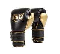 Guantes de Boxeo Everlast Powerlock 2R 16oz, Negro/Dorado, para Saco y Sparring, Soporte de Muñeca Avanzado, Espuma Cuádruple, Agarre Ergonómico - Equipo Auténtico