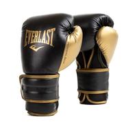 Guantes de Boxeo Everlast Powerlock 2R 12oz, Negro/Dorado, para Saco y Sparring, Soporte de Muñeca Avanzado, Espuma Cuádruple, Agarre Ergonómico - Equipo Auténtico