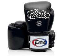 Guantes de Boxeo Fairtex BGV1 para Entrenamiento y Sparring de Muay Thai, Hombres, Mujeres y Niños | Guantes MMA para Artes Marciales, Ligeros y Amortiguadores -(Negro 16 oz)