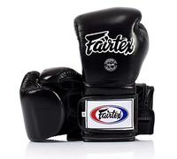 Guantes de Boxeo Fairtex Muay Thai BGV9 - Estilo Mexicano para Entrenamiento y Sparring en Kick Boxing MMA K1 | Guantes (Negro 16oz)