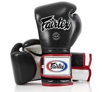 Guantes de Boxeo Fairtex Muay Thai BGV9 - Estilo Mexicano para Entrenamiento y Sparring en Kick Boxing MMA K1 | Guantes (Tuberías Negras/Blancas/Rojas 14oz)