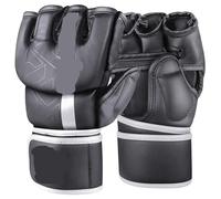 Guantes de Boxeo Guantes de Boxeo Sparring Hombres Mujeres Entrenamiento Profesional Medio Dedo Lucha Libre(Black White,M)
