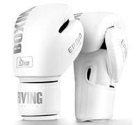 Guantes de boxeo para hombre y mujer, guantes de entrenamiento de boxeo, adecuados para boxeo, kickboxing, artes marciales mixtas, tailandés, MMA, entrenamiento de combate (blanco gris, 10 oz)