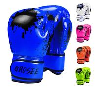 Guantes de Boxeo para niños de 6 onzas, 8 onzas, Guantes de Entrenamiento para Saco de Boxeo, Kickboxing, Muay Thai, MMA, UFC, Regalo para Edades de 6 a 15 años (Azul, 6 onzas (45-80 Libras)