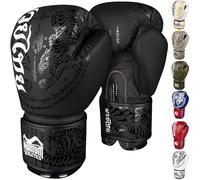 Guantes de boxeo Phantom Athletics para hombres - Muay Thai | MMA y Kickboxing | Guantes de boxeo de 10-16oz para artes marciales | Guantes de boxeo para hombres, mujeres y niños (Muay Thai - Negro
