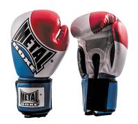 METAL BOXE - Guantes de boxeo de entrenamiento para competición de color azul, blanco y rojo, 0,23 kg