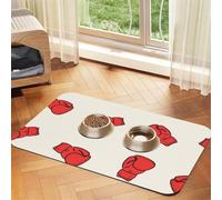 Guantes de Boxeo,Tapete para Comida de Mascotas, manteles Individuales de Cuero sintético para Gatos y Perros,30x45cm