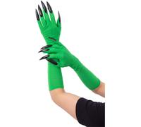 Guantes De Bruja Wicked Verdes Con Uñas Negras Para Adultos Disfraz De Halloween