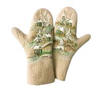 Guantes De Cachemira Sintética para Mujer Paisaje Navideño Casas Estampado Árboles Manoplas Cálidas Sombrero Invierno para Niños Pequeños