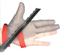 Guantes De Cadena De Carnicero,Guantes Anticortes Guantes Resistentes A Corte De Tres Dedos De Acero Inoxidable, Adecuados For El Procesamiento De Alimentos,Pesca,Procesamiento De Corte 2pcs,XXS