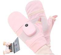 Guantes de calefacción eléctrica con tecnología de grafeno, carga por USB, calor rápido, 3 niveles, pantalla inteligente para trabajo al aire libre, conducción, color negro y rosa (rosa)