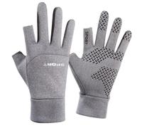 Guantes De Cálidos De Invierno Para Hombre Y Mujer, Con Pantalla Táctil,Deportes Al Aire Libre, De Felpa, Impermeables Y Resistentes Al Frío, Con Letras - Gris - Protección Contra Fugas En Dos Dedos