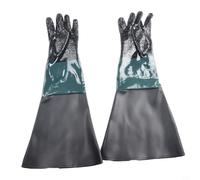Guantes de chorro de arena, 60 cm de longitud, guantes de trabajo para chorro de arena y gabinete de chorro de arena, protección de partículas abrasivas con costuras reforzadas de doble costura, uso