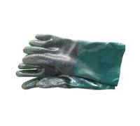 Guantes de chorro de arena de 35 cm para armarios de chorro de arena y chorro de arena, guantes de trabajo con exterior de PVC y forro de algodón, talla única, verde + negro