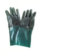 Guantes de chorro de arena de 35 cm para gabinete de chorro de arena y chorro de arena, guantes de trabajo con forro de PVC y algodón, 1 par verde + negro