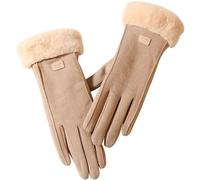 Guantes de ciclismo cálidos de invierno para mujer, de terciopelo grueso y resistente al viento, guantes de pantalla para hombre, cálidos de invierno (caqui, talla única)