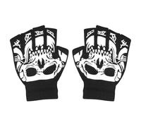 Guantes de ciclismo de esqueleto, guantes de hueso de calavera de 6.1 pulgadas, guantes de ciclismo de Halloween para niños, brillan en la oscuridad, guantes de calavera sin dedos, medio dedo para