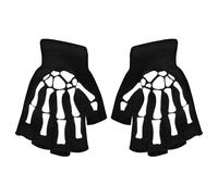 Guantes de ciclismo de esqueleto, guantes de hueso de calavera, guantes de ciclismo de Halloween para niños, brillan en la oscuridad, guantes de calavera sin dedos, medio dedo para niños, para