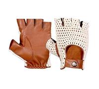 Guantes de ciclismo de piel y gancho de algodón para hombre, estilo retro, de piel de vacuno, con correa de botón a presión, guantes sin dedos de coche, guantes de moto, guantes de bicicleta (XL)