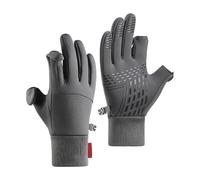 Guantes de ciclismo, guantes para pantalla táctil, guantes resistentes al viento con 2 dedos cortados, equipo de pesca de hielo, guantes cálidos de invierno para actividades al aire libre