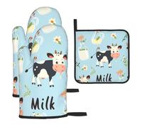 Guantes de cocina coloridos resistentes al calor de leche y vacas, almohadillas calientes, lindas cosas de panadero, regalos de cocina para amantes de la cocina, cocineros y madres