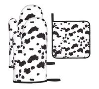 Guantes de Cocina con Estampado de dálmatas, Resistentes al Calor, Juego de 3 Manoplas y agarraderas para Horno.