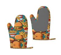 Guantes de cocina personalizados, guantes de horno de diseño único, accesorios resistentes al calor para barbacoa y parrilla, perfectos para cocinar en casa y al aire libre FastFoodPatternPlay