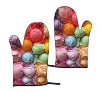 Guantes de cocina unisex con estampado de helado de colores de 5.9 x 11 pulgadas, impermeables, para cocinar y hornear