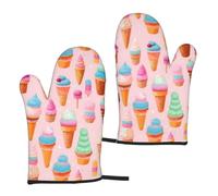Guantes de cocina unisex con estampado de helado de colores de 5.9 x 11 pulgadas, impermeables, para cocinar y hornear