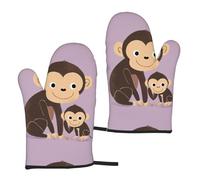 Guantes de cocina unisex con estampado de mono de 5.9 x 11 pulgadas, impermeables, para cocinar y hornear