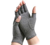 Guantes de compresión para artritis, diseño sin dedos, unisex, color gris