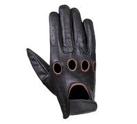 Guantes de conducción de cuero para hombre, estilo retro, cómodos, de chófer, a la moda, piel de cordero suave, Agujeros negros y marrones, XL